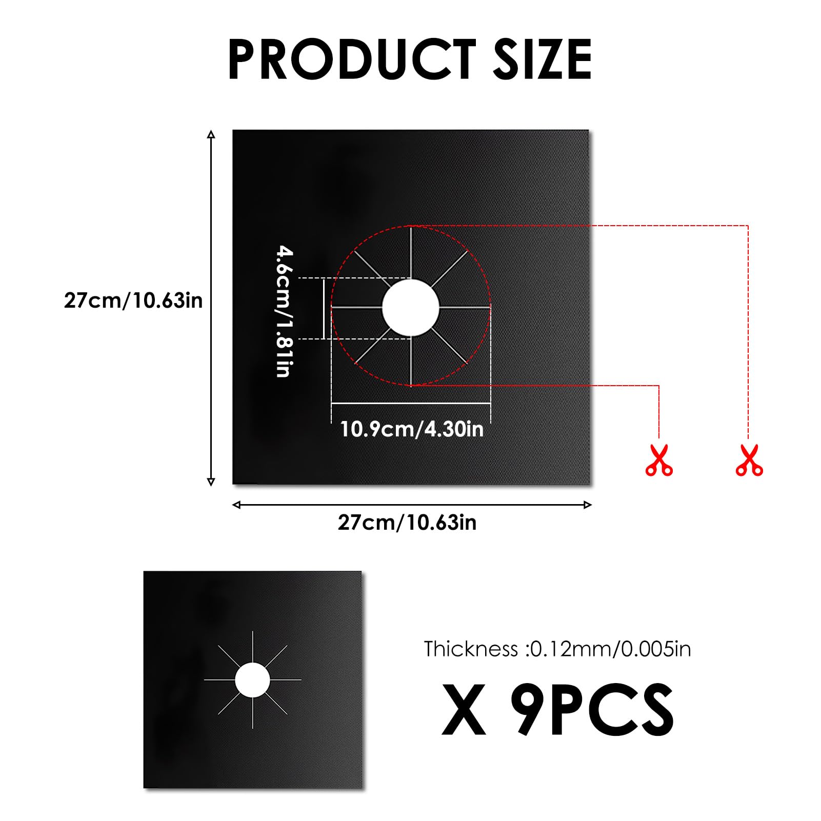 9 CopriPiano Cottura A Gas Lavabili - Tappetini AntiMacchia E AntiOlio | 27x27 Cm, Resistenti Al Calore