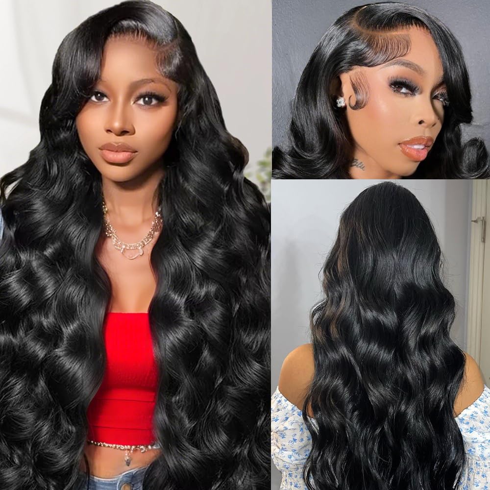 TEGASE 30 Inch 13x6 Lace Front Wigs Human Hair 200% Density Body Wave Lace Frontal Wigs Human hair Pre Plucked with Baby Hair Real Wig Human Hair Lace Front Wigs for Women Natural Color