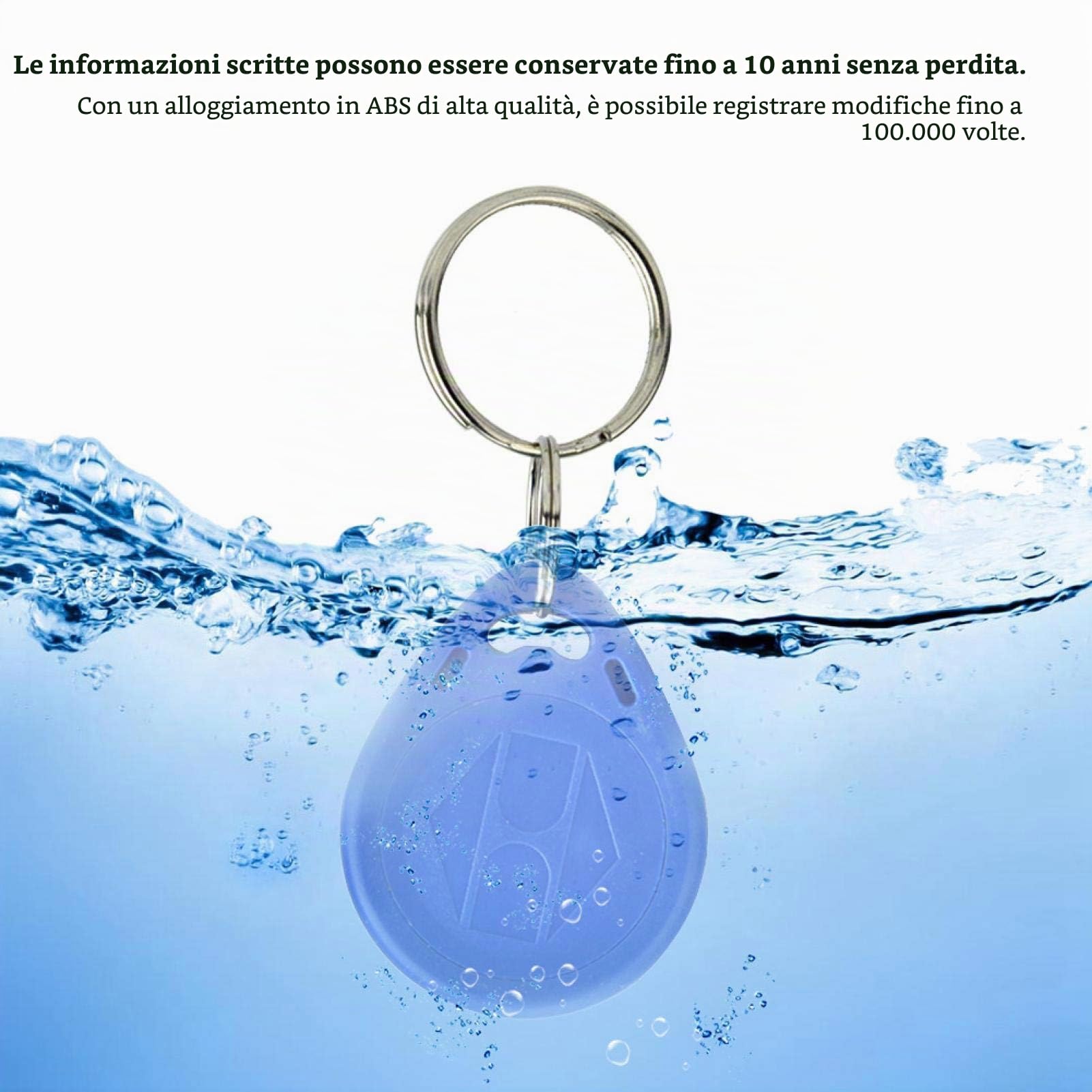 100PCS Blue Keychain ID/IC Card, Tag RFID di prossimità intercambiabili Tag scrivibili, IC/Tag ID Tag token Portachiavi per sistema di controllo accessi (ID Card)