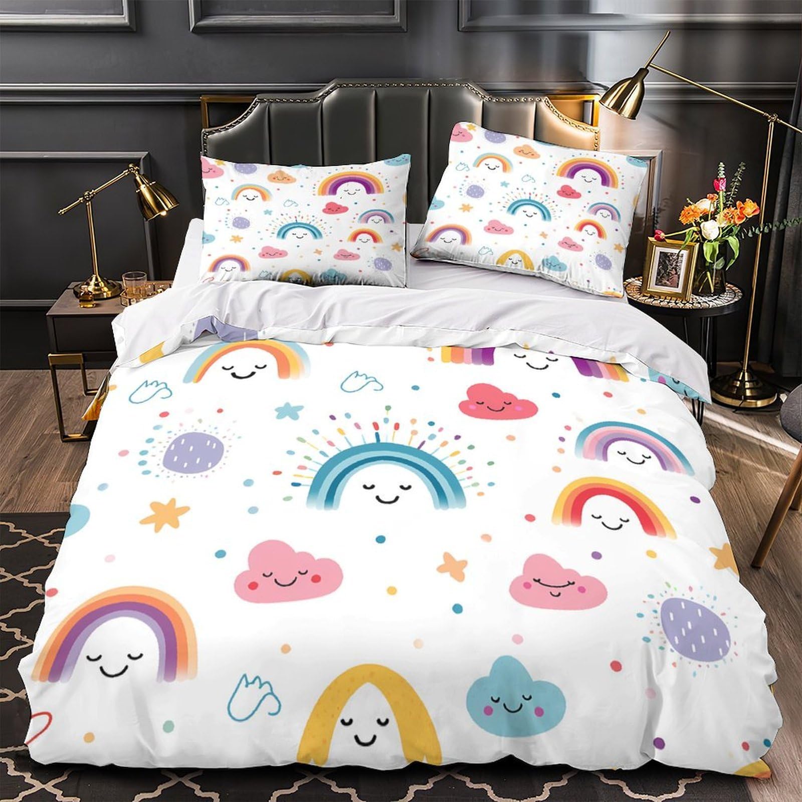 Linge de lit 3d anti-acarien ultra doux pour literie simple 135x200cm haute résistance