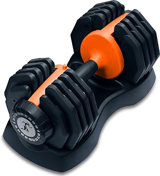 Strongology Home Fitness Adjustable Dumbbell from 2.5kg to 25kg Training Weights Black Orange