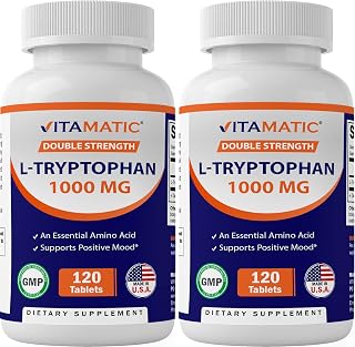 Vitamatic L-Tryptophan 1000mg 120 Tablets (120 Tablets (Pack of 1)) (2 Bottles)