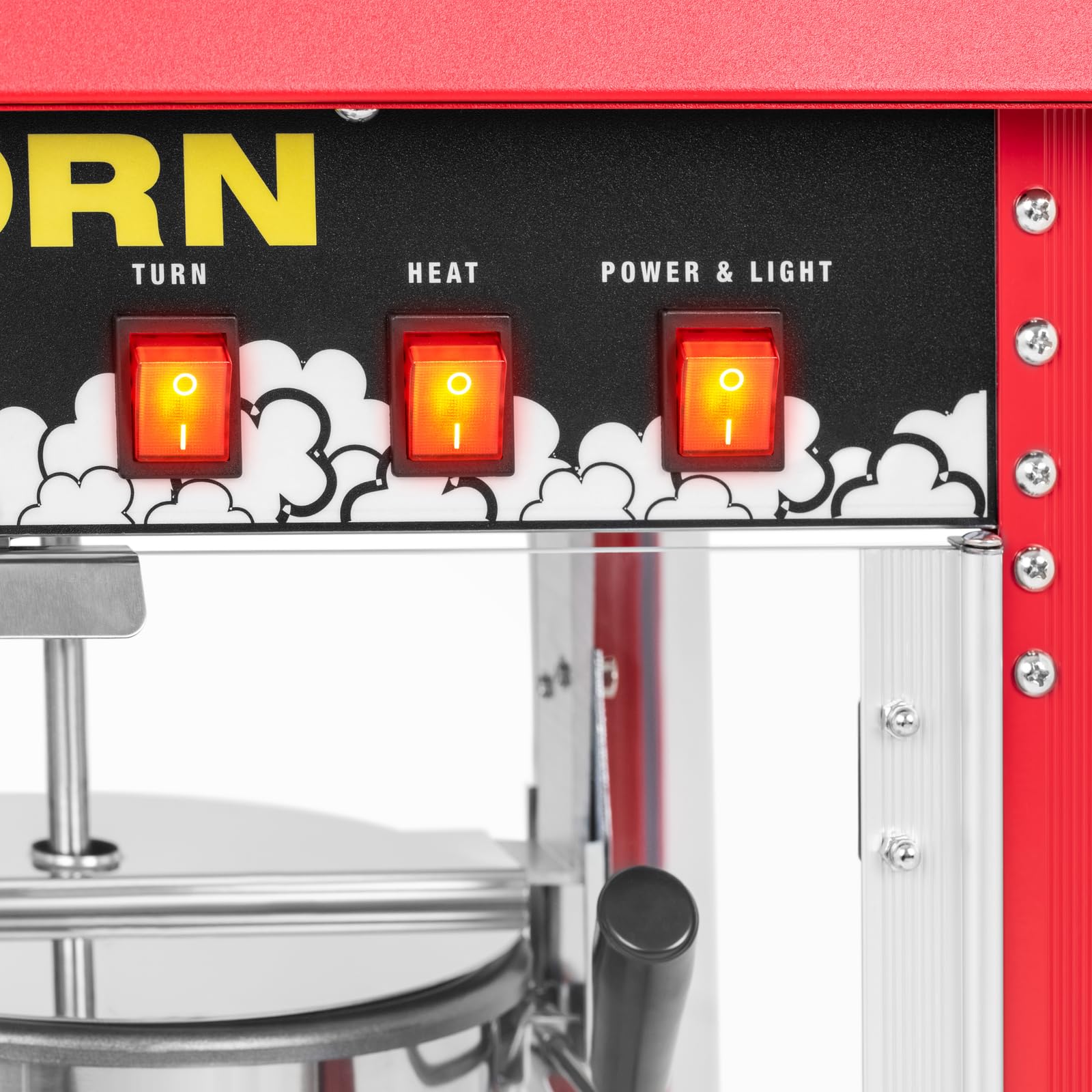Royal Catering Macchina per Pop Corn (Tetto rosso, Ciclo di Lavoro 120 s, 1.500 W, 250 °C) Macchina per Fare i Pop-Corn