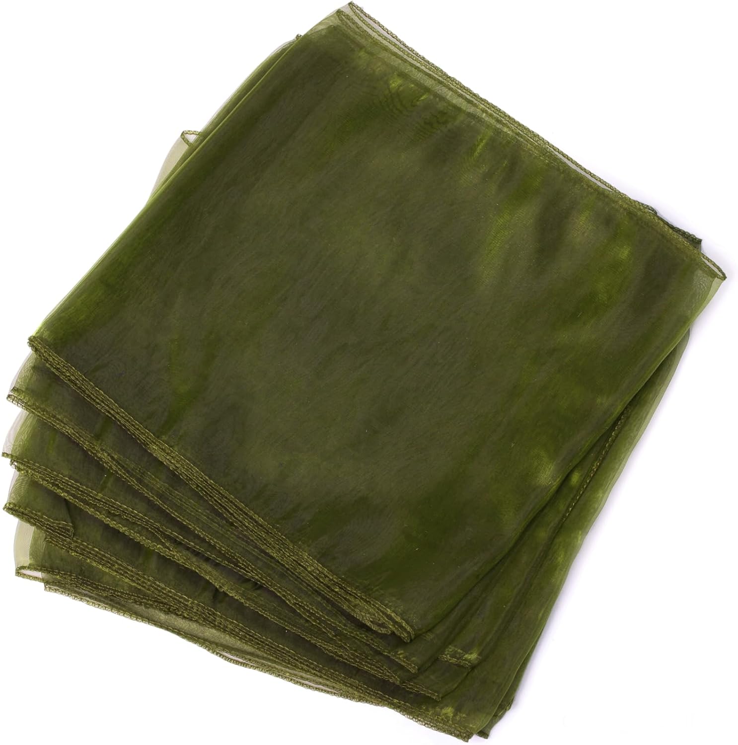 MDS 15 Pack Organza Table Runner 12 x 108 inch Long Premium Table Runners for Wedding Party, Events Decoration, Banquets Decorations, Bright and Smooth Silk Fabric Party Table Runner- Olive Green