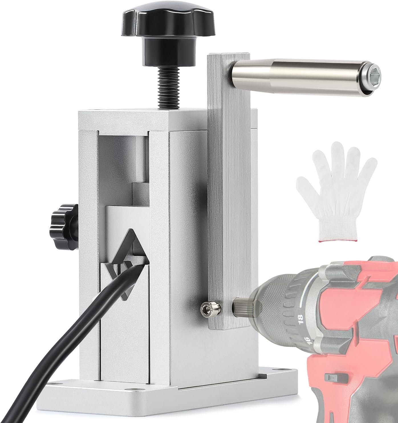 Manual Wire Stripper Machine with Adjustable Feed Hole, Portable Cable Wire Stripping Machine for 0.06"-0.09" Scrap Copper Wire Recycling, Copper Wire Stripper for Drill without Replacing Hole Plates