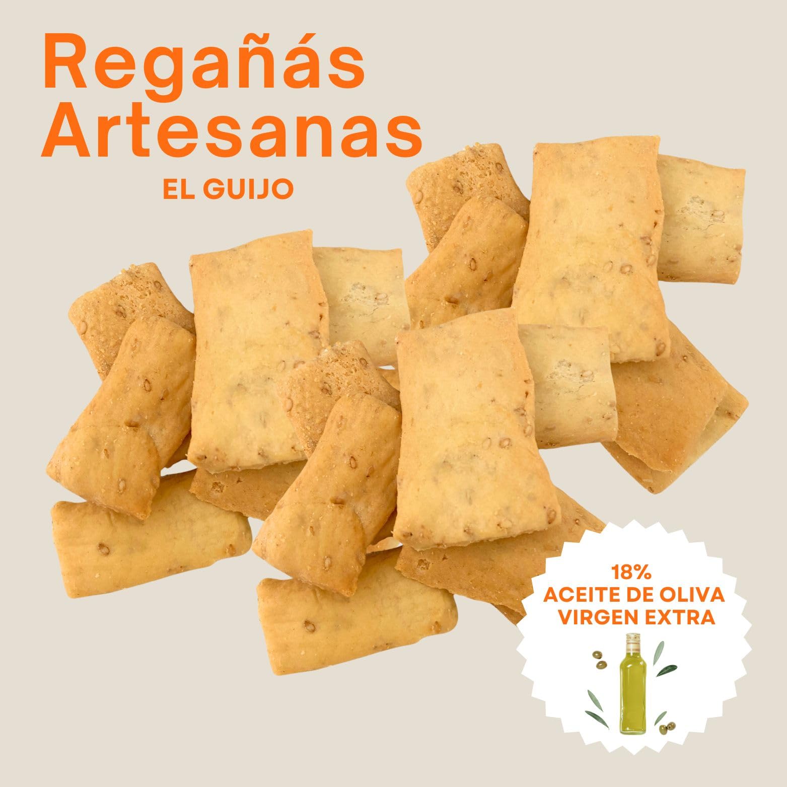 Regañá Artesana El Guijo 18% Aceite de Oliva Virgen Extra Pack 6x250g Cuadraditos Pan Crujiente