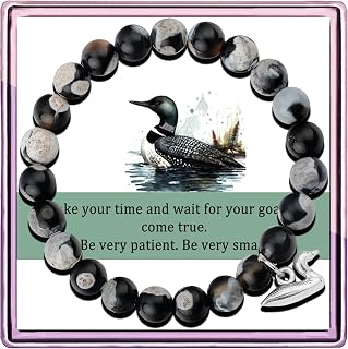 Loon 팔찌 Loon Charm 블랙 마노 팔찌 Loon Bracelet Loon Bird Loon Bird Lover Bird, 스몰, 실버