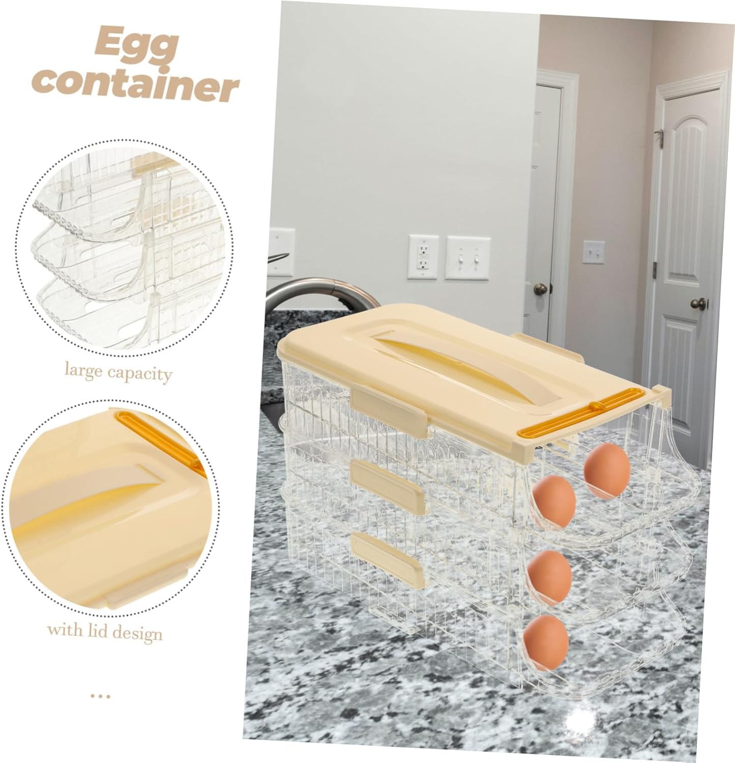 Refrigerator Egg Holder Multi Layer Transparent Egg Organizer for Fridge Stackable Design Easy to Clean Capacity Dispenser for Kitchen and Dining Storage