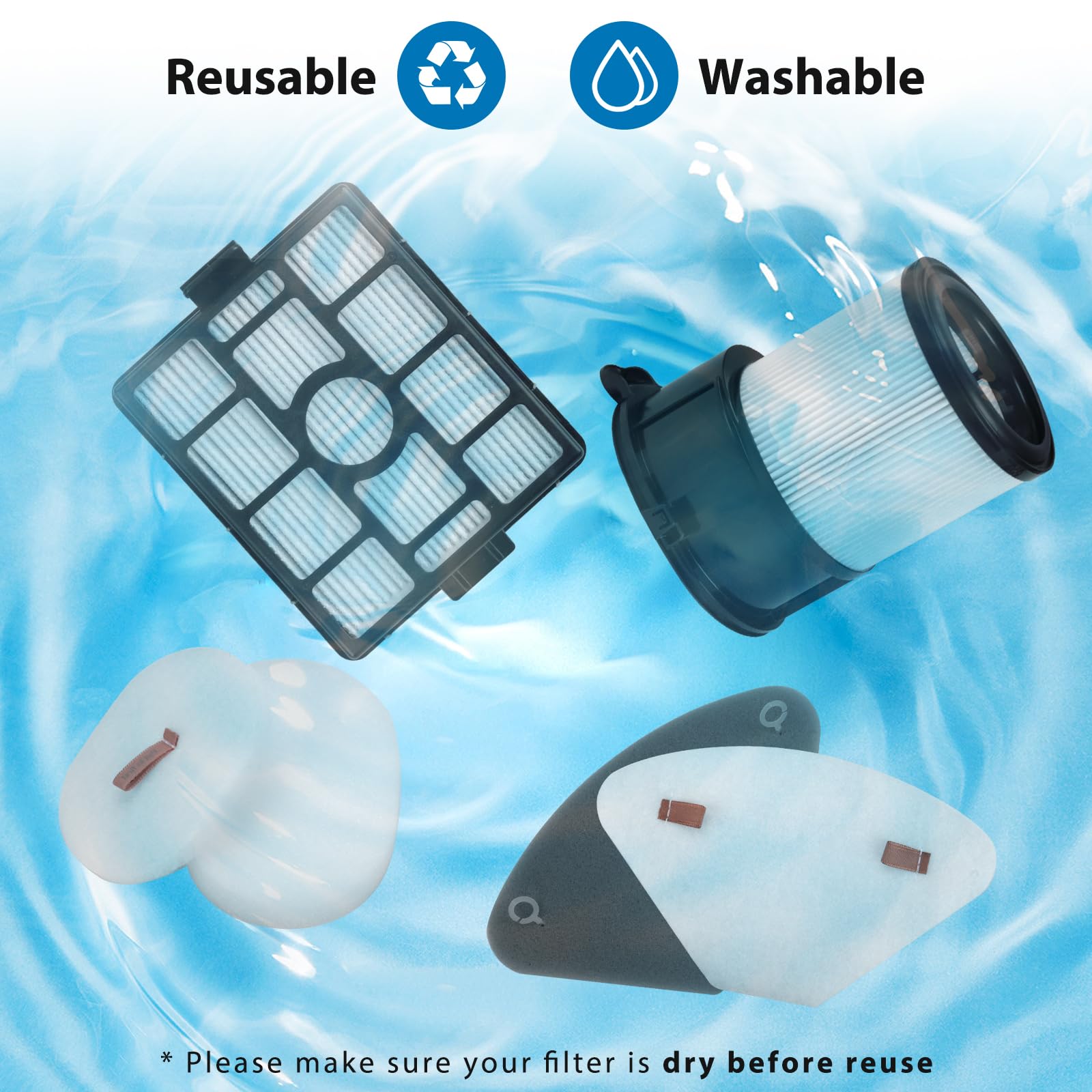 Repuesto para Shark IP3251, IP3251C, IP3253, paquete de 2 filtros HEPA de base de vaciado automático + 4 unidades de montaje de filtro premotor y 2 filtros postmotor de vacío de mano + 4 filtros