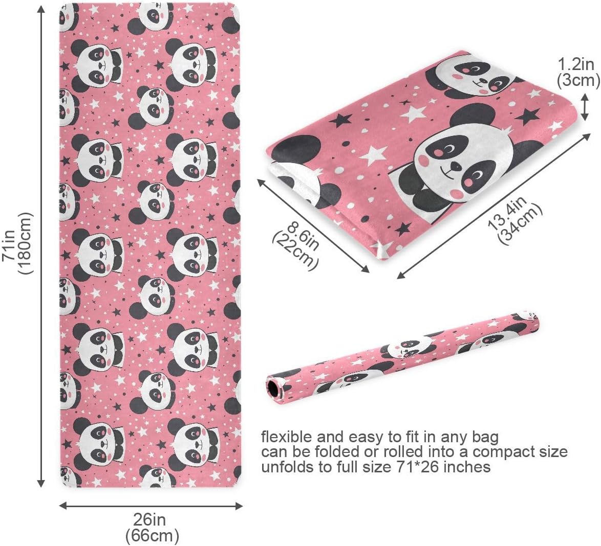 ALAZA Cute Panda and Star on Pink Yoga Mat Non Slip Fitness Exercise Mat, Workout Mat for Yoga, Pilates and Floor Exercises