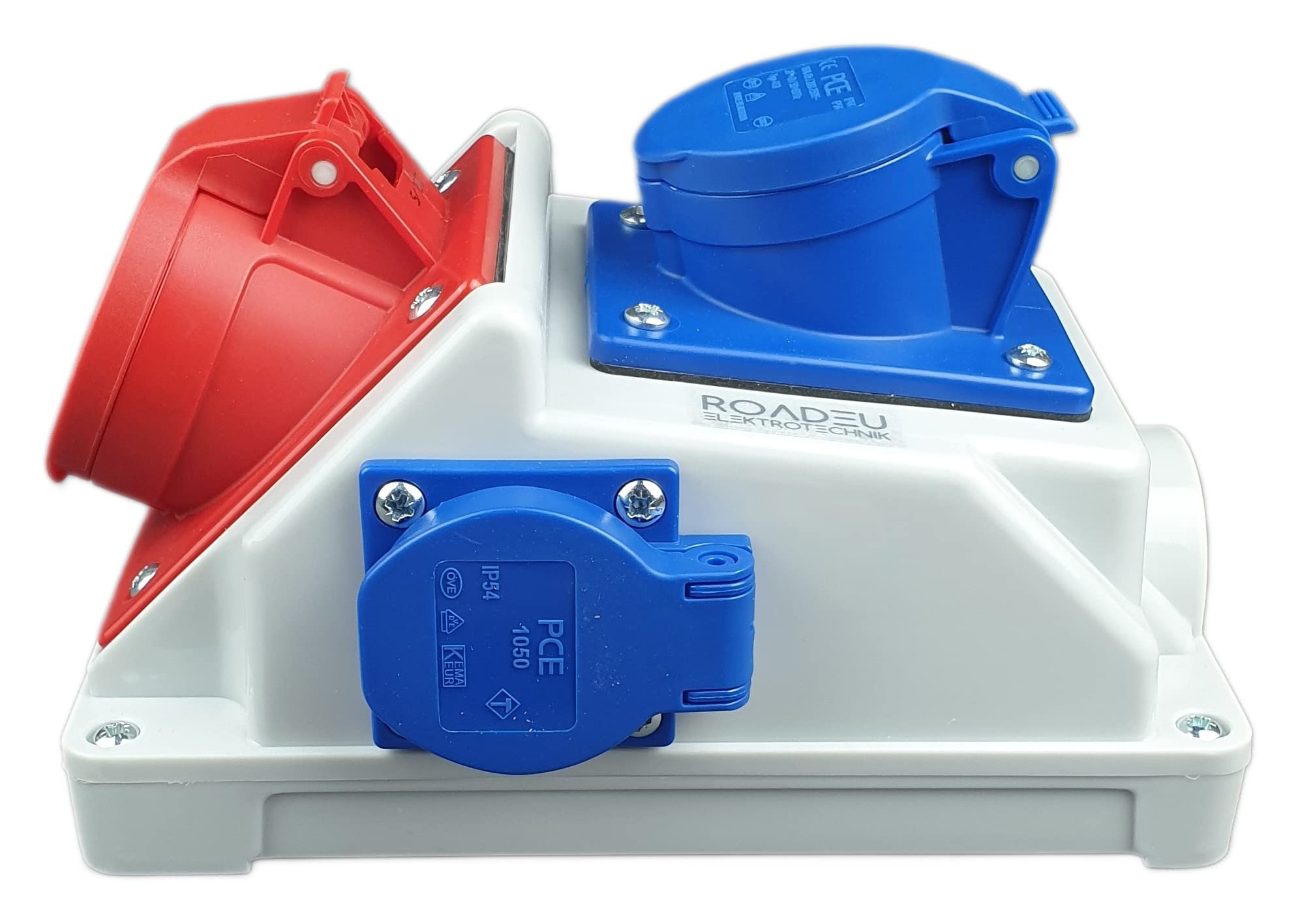 RoadEu - Presa di Corrente Industriale Combinata, Distributore da Parete CEE 5P Con Presa CEE 3P e Schuko 16A - Scatola di Distribuzione a Parete PCE