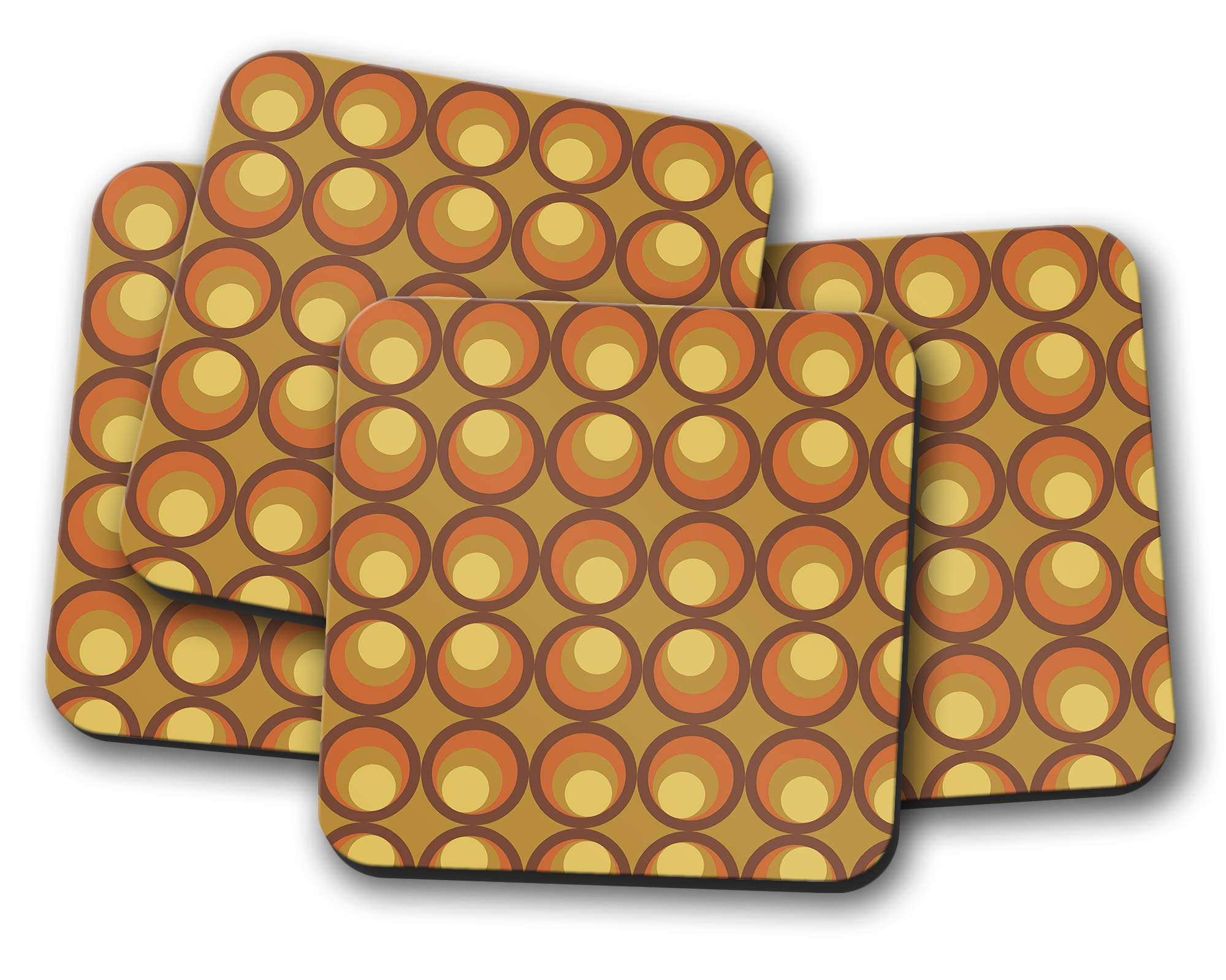 Brown Retro 1970's Design Coasters, patterned table decor, drink mat