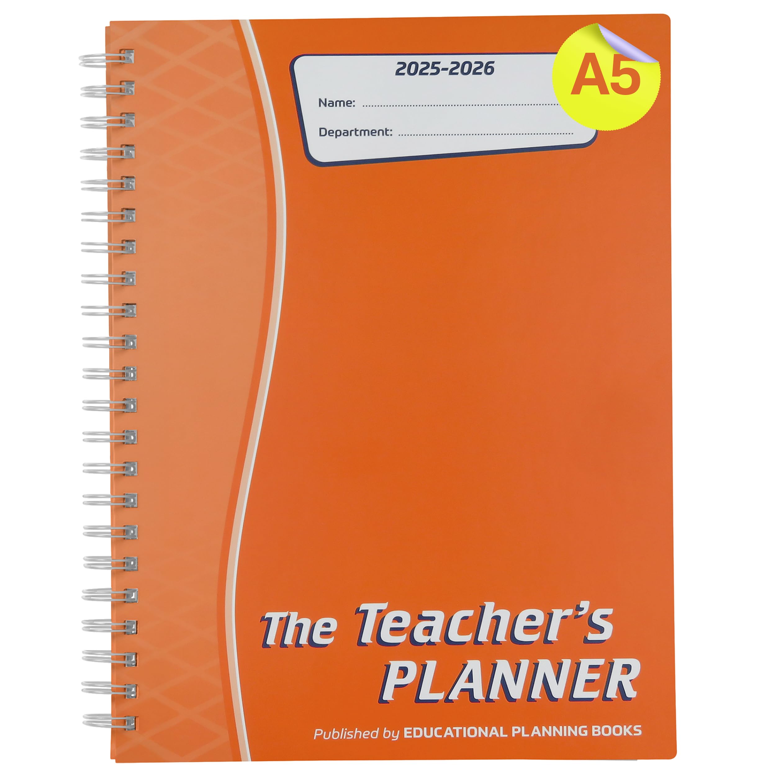 教育計画書-The Teachers Planner Wirobound 2025-26 | A5 ティーチャープランナー&アカデミックダイアリー(1日5ピリオド) - オレンジ(TP15-O)