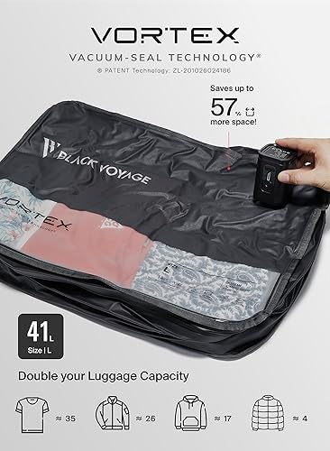Miniatura 3 de Black Voyage - Bolsa de viaje reutilizable de compresión al vacío para maleta de mano y mochila, reciclada, impermeable IP67, ahorro de espacio