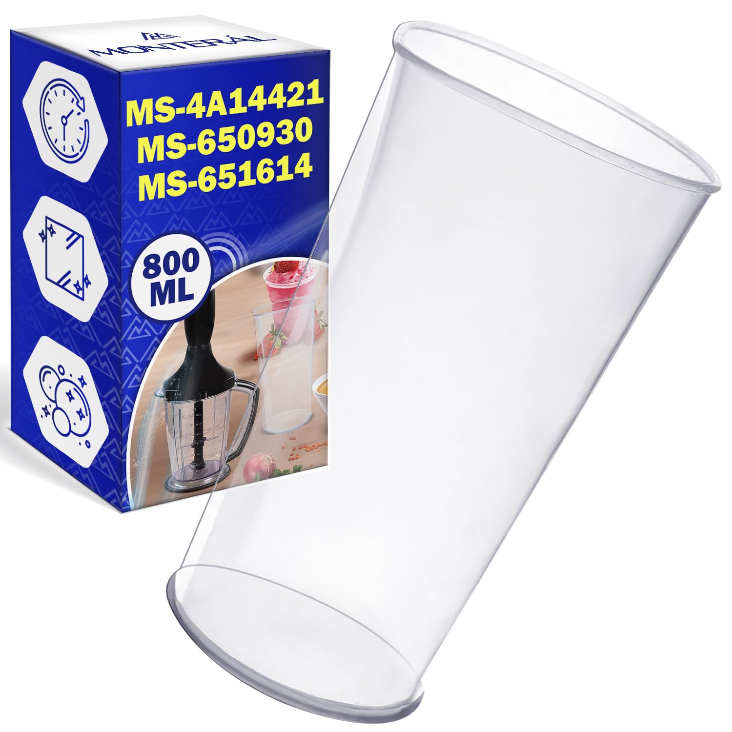 MONTERAL Vaso Medidor Batidora Mano 800 ml MS-4A14421 para Moulinex | MS-651614 para Tefal - MONTERAL