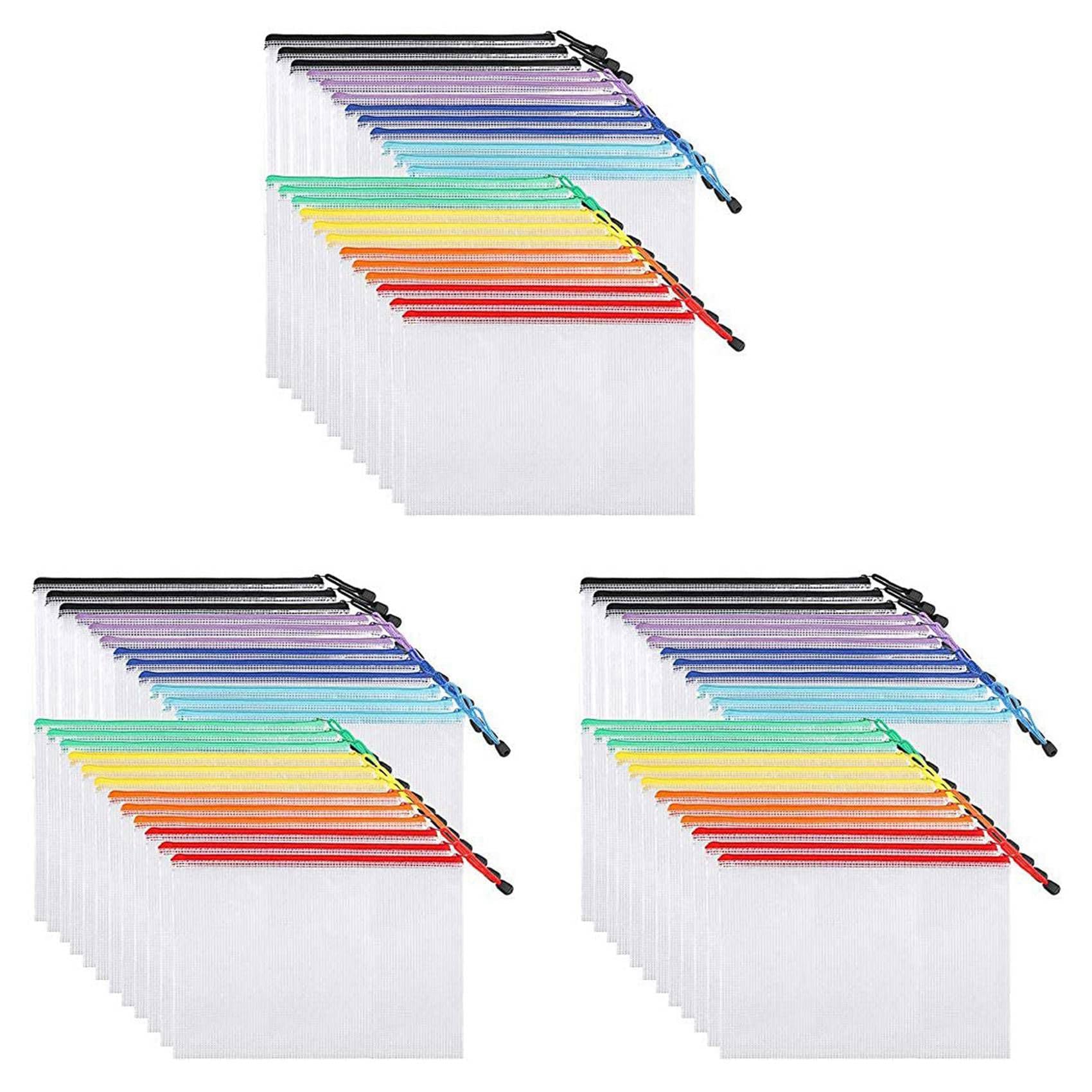 72PZ Borsa per Documenti con Cerniera nel Rete, Cartelle di File con Cerniera nel Plastica, Formato Lettera/Formato A4, per Forniture per Ufficio