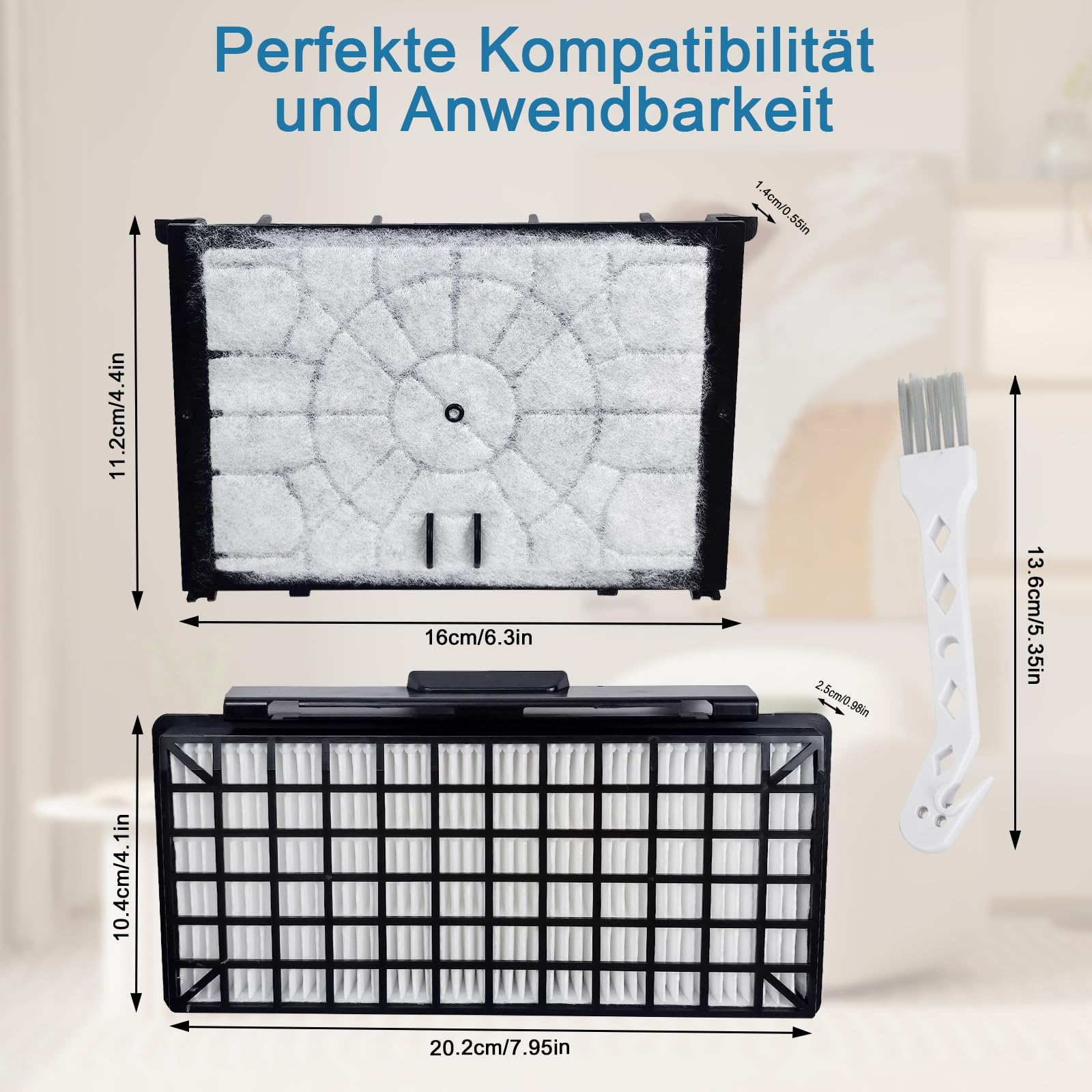 1x filtr HEPA + 1x filtr ochronny silnika do odkurzacza Siemens Q5.0 extreme SilencePower VSQ5X1230, części zamienne w zestawie z szczotką do sprzątania dla odkurzaczy podłogowych Siemens – VZ154HFB
