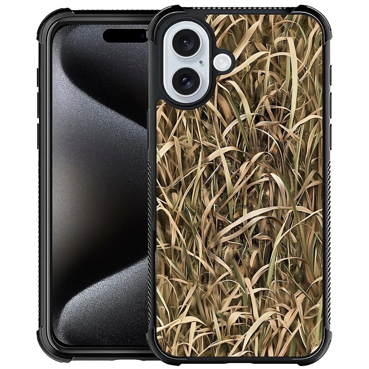 for iPhone 16 Case Classic Slim Cover Design Reed Grass Camouflage
