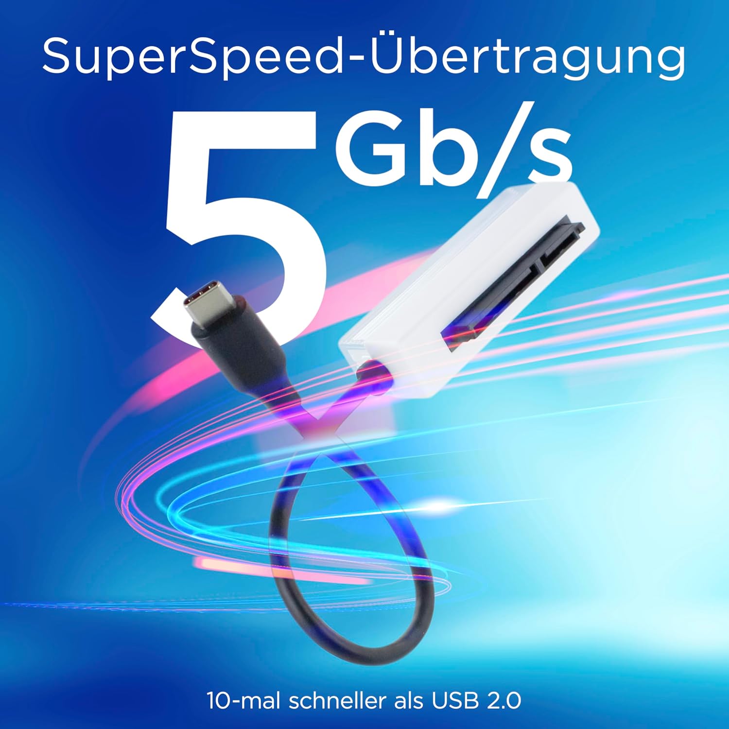 Integral USB-C to SATA III SSD Adapter with cable, 2.5” SATA Hard Drive to USB Type-C converter, Compatible with 2.5-inch SATA I/II/III HDD and SSD, Connect your SATA III drive to your Mac or PC