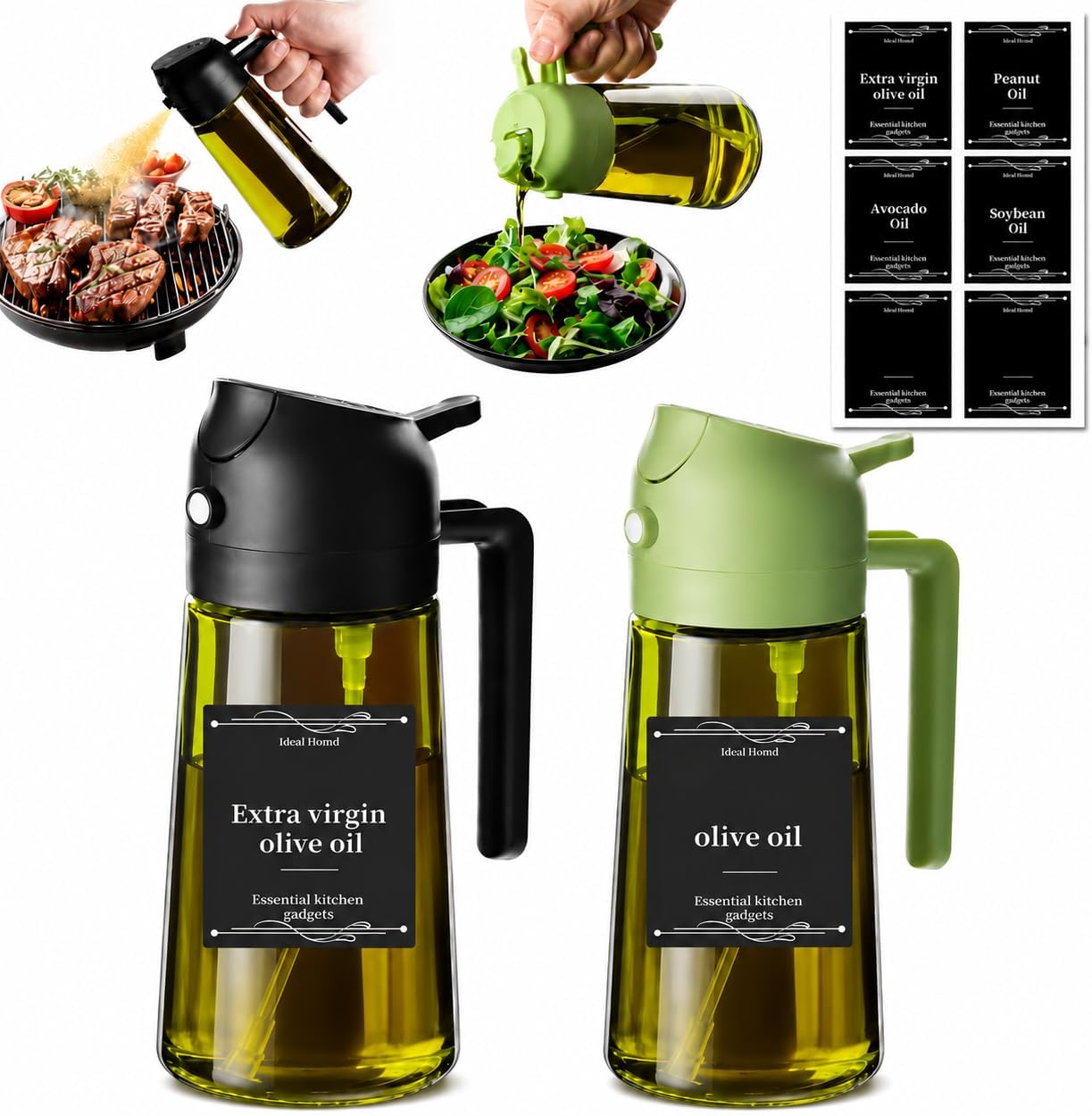Master Your Kitchen: Our Honest Review of the Oil Sprayer for Cooking, 2 Pack Olive Oil Sprayer Bottle, 16oz Glass Oil Dispenser for Kitchen, Fine Mist Spray & Pour, BPA-Free, Refillable, Leakproof, Air Fryer, Salad, BBQ & Cooking Review USA 2025