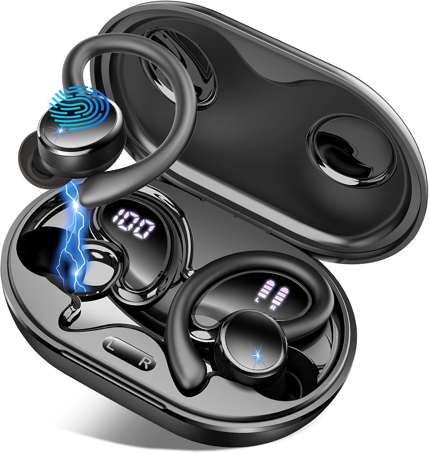 Matast Cuffie Bluetooth 5.4 Sport, Auricolari Bluetooth con 6D Bass Stereo, Cuffie Senza Fili HiFi, 50 Ore di autonomia, IP7 Impermeabile, Cuffie In Ear con Cancellazione Rumore ENC e 4 HD Mics