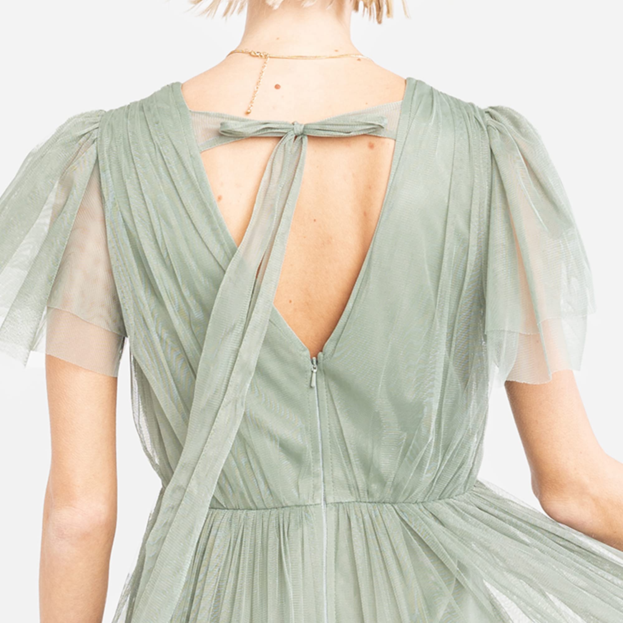 Ladies Maxi Dress for Women Short Sleeve Evening Ball Gown Tiered V Neck Bow Tie Bridesmaid Wedding Guest Prom Long Kleid