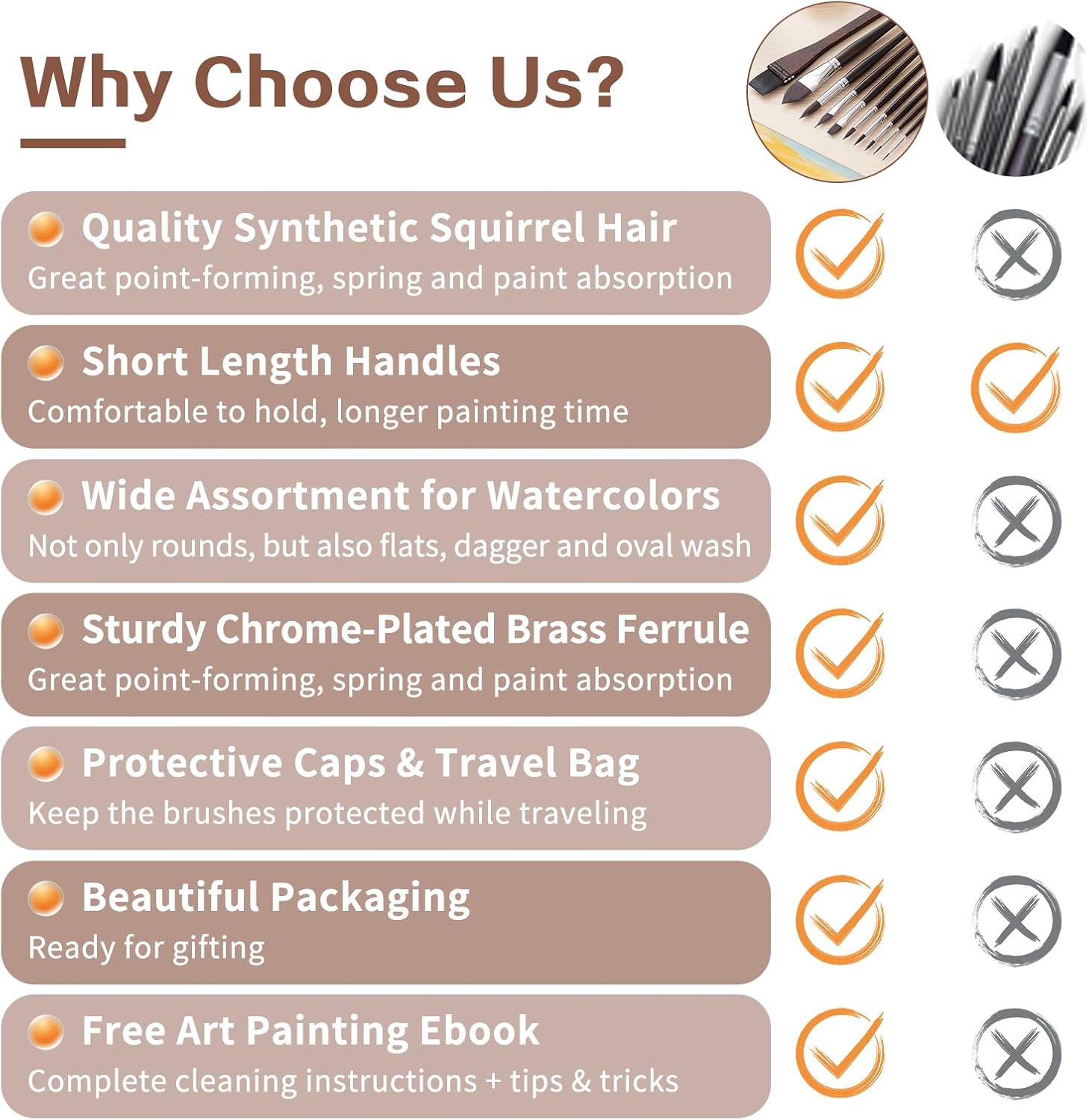 Professional Watercolor & Oil Paint Brush Set - 10 Premium Round Brushes with Dagger/Flat/Oval Shapes for Artists, Beginners & Adults (Includes Travel Case)