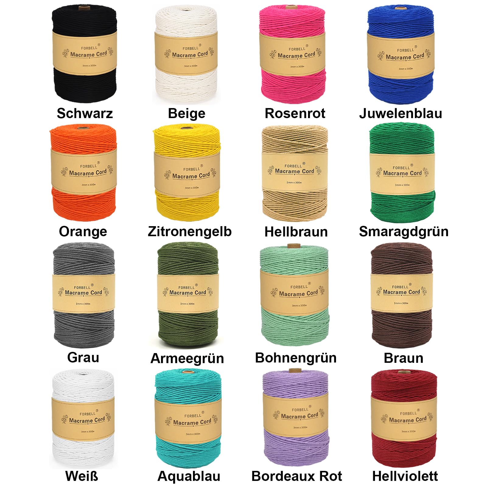 FORBELL Macrame Yarn, 2 mm x 300 m Premium Cotton Yarn, DIY Crafts (Aqua Blue, 2 mm x 300 m) - Image 4