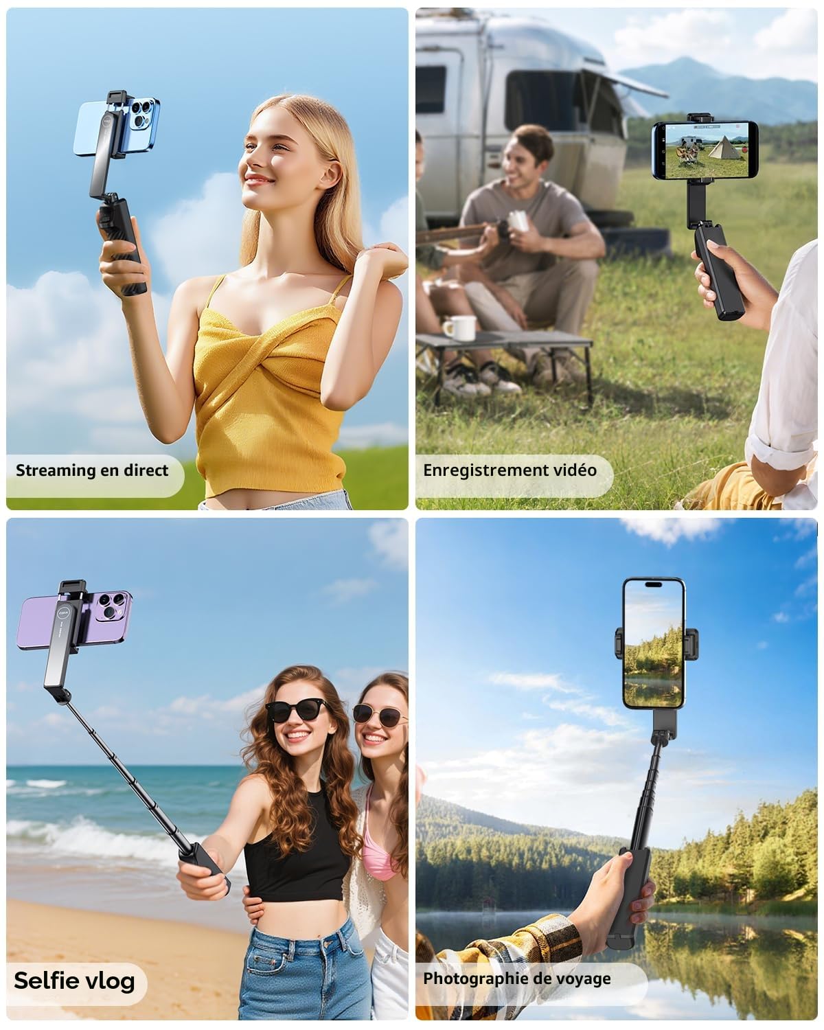 yAyusi Nouvelle Mini Perche à Selfie pour iPhone, Perche à Selfie Portable Extensible en Aluminium avec Télécommande, Perches à Selfie Compactes pour Vlog/Enregistrer Vidéo/Diffusion en Direct (Noir)