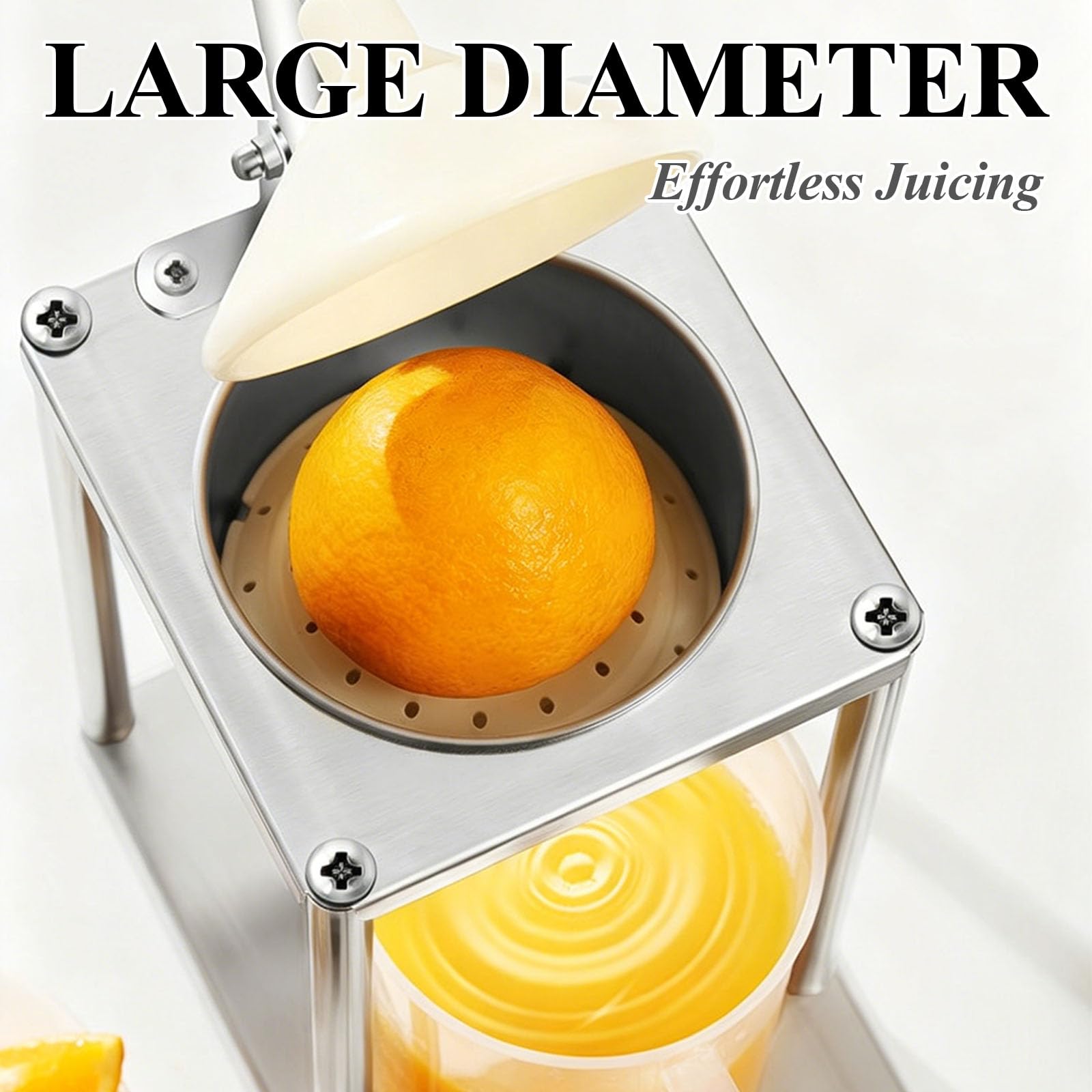 Saftpresse Manuell Weitöffnung,Manuelle Edelstahl-Zitruspresse,Gleichmäßige Druckverteilung,Saugnapf Design,Stabiler Griff,Handpresse Für Orangen,Mit Wechselkegel,Leicht Zu Reinigen