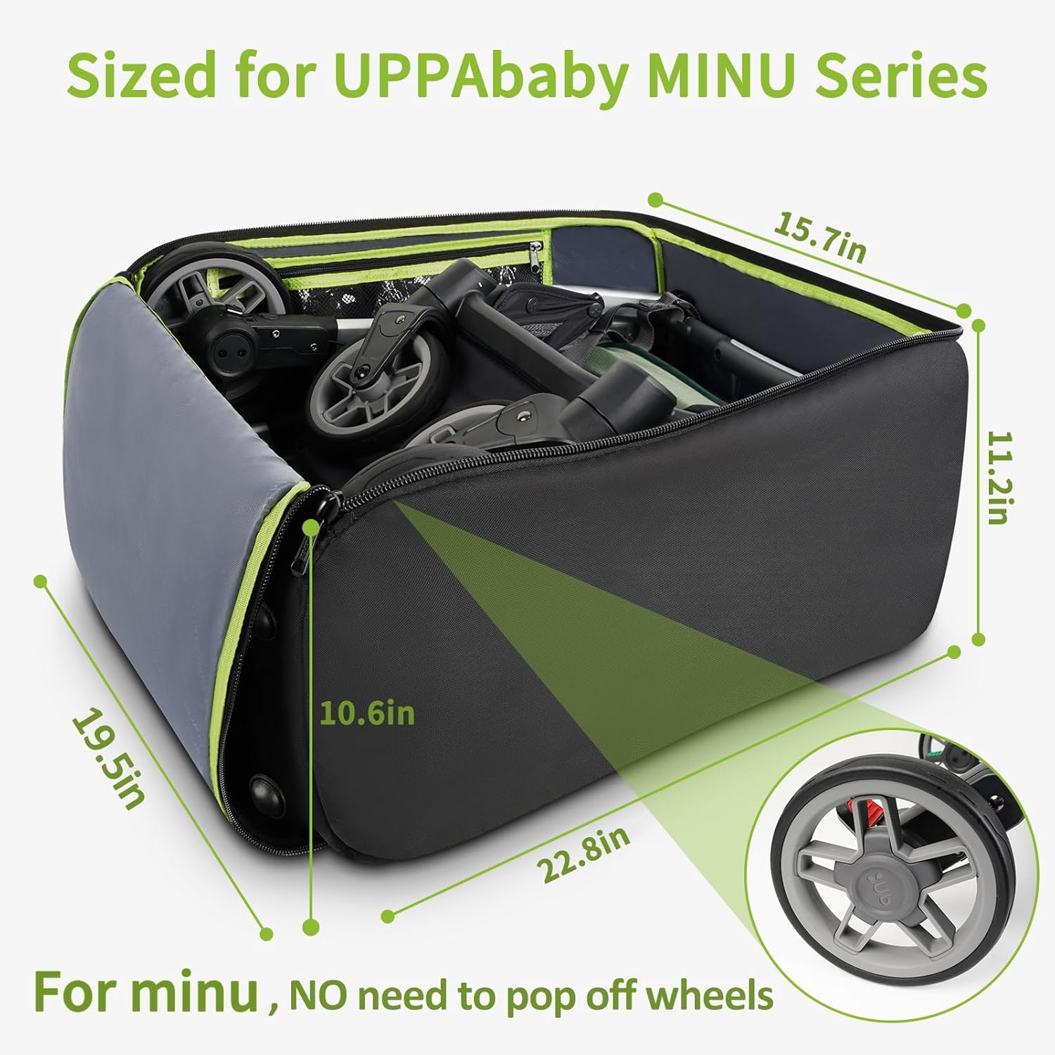 YOREPEK Padded Stroller Bag for Airplane Travel Fits for UPPAbaby MINU,MINU V2,MINU V3, Gate Check Stroller Bag with Large Inner Mesh Pocket, Sturdy Stroller Storage Backpack for Accessories