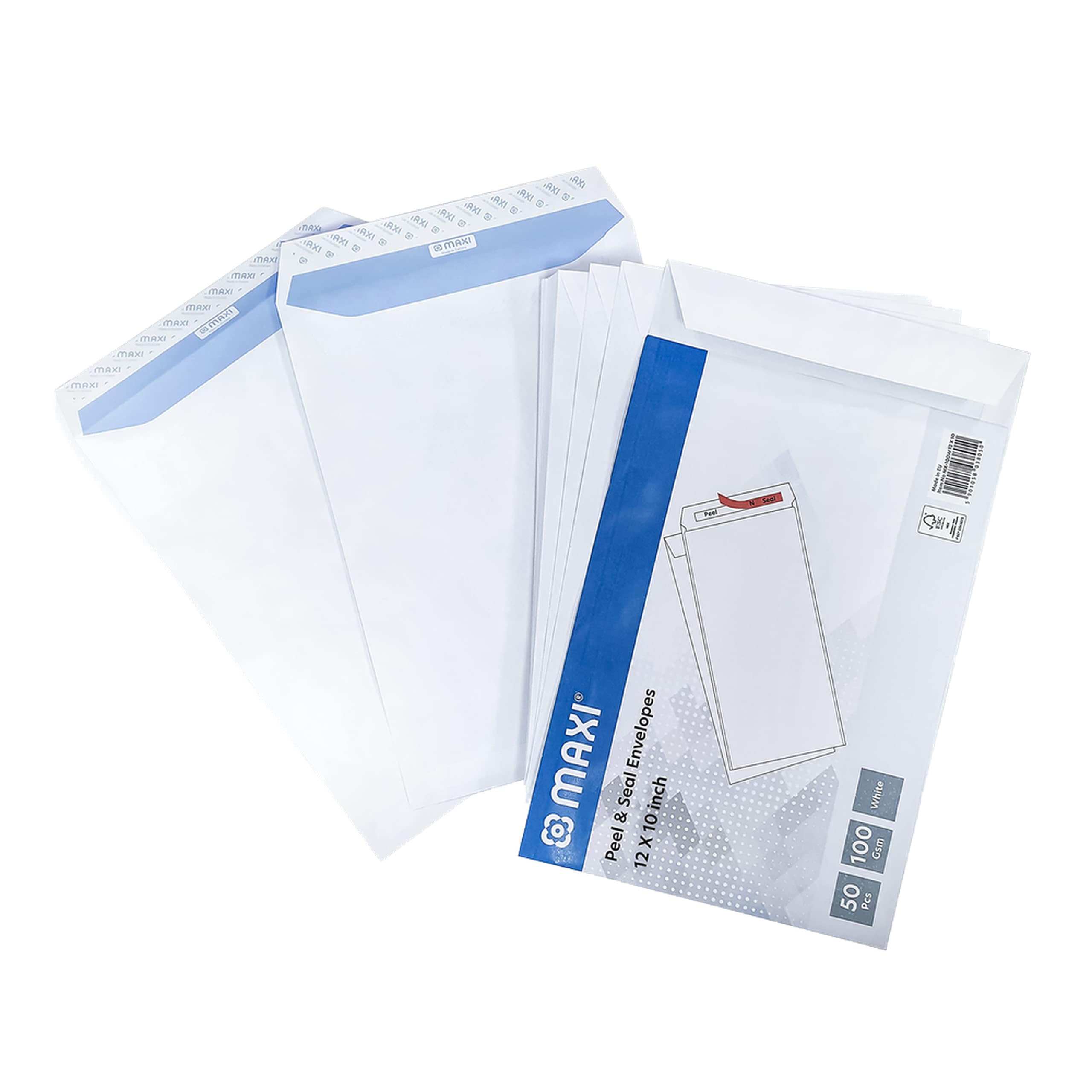 WHITE ENVELOPES 100GSM 30.5 cm X 25.4 cm PEEL & SEAL IN A PACK OF 50 PC