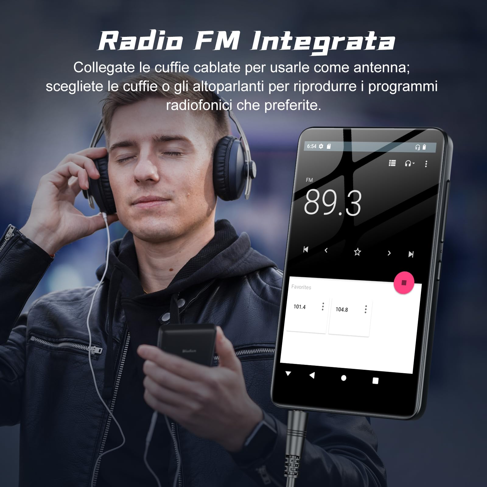 160GB MP3 Player mit Bluetooth und WiFi, MP3 Player Spotify, Android 13, 4,02 Zoll 1080P Touchscreen MP4 Player, tragbarer Musikplayer, Audible, Amazon Music, Player Store, erweiterbar auf bis zu 1TB