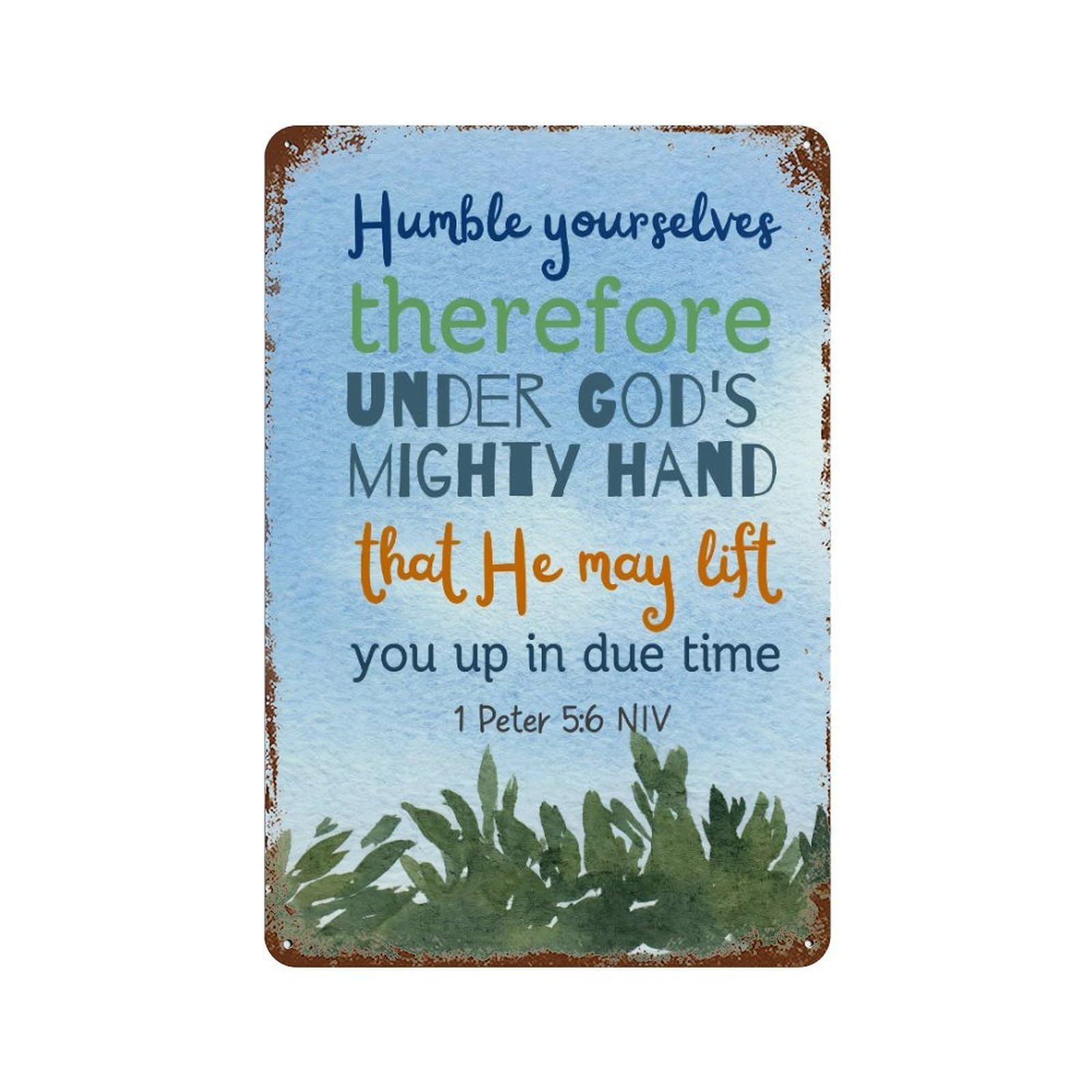 xiaoxiaoshen 1 Peter 5 6 Quote Scripture Wall Decor Art Metal Tin Poster Modern Home Decor Art Home Bar Shop Decorations Vintage Sign 30x20cm