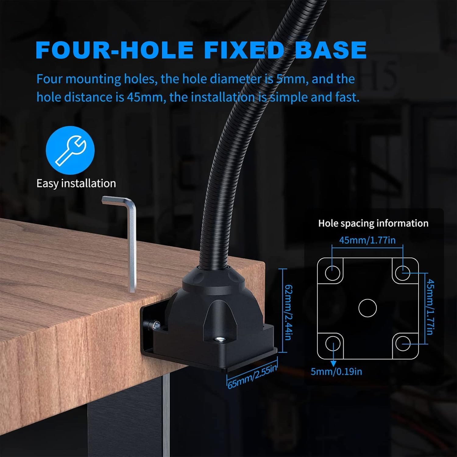 Flexible Work Light, 12W Machine Light, 1200 Lumen Flexible Work Light for Lathe milling Machine, Drilling Machine, Industrial Lighting, Workbench Lighting (1200LM Screw Mount Base)