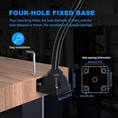 Miniatura 5 de Luz de trabajo flexible, luz de máquina de 12W, luz de trabajo flexible de 1200 lúmenes para torno, máquina de fresado, máquina de perforación,