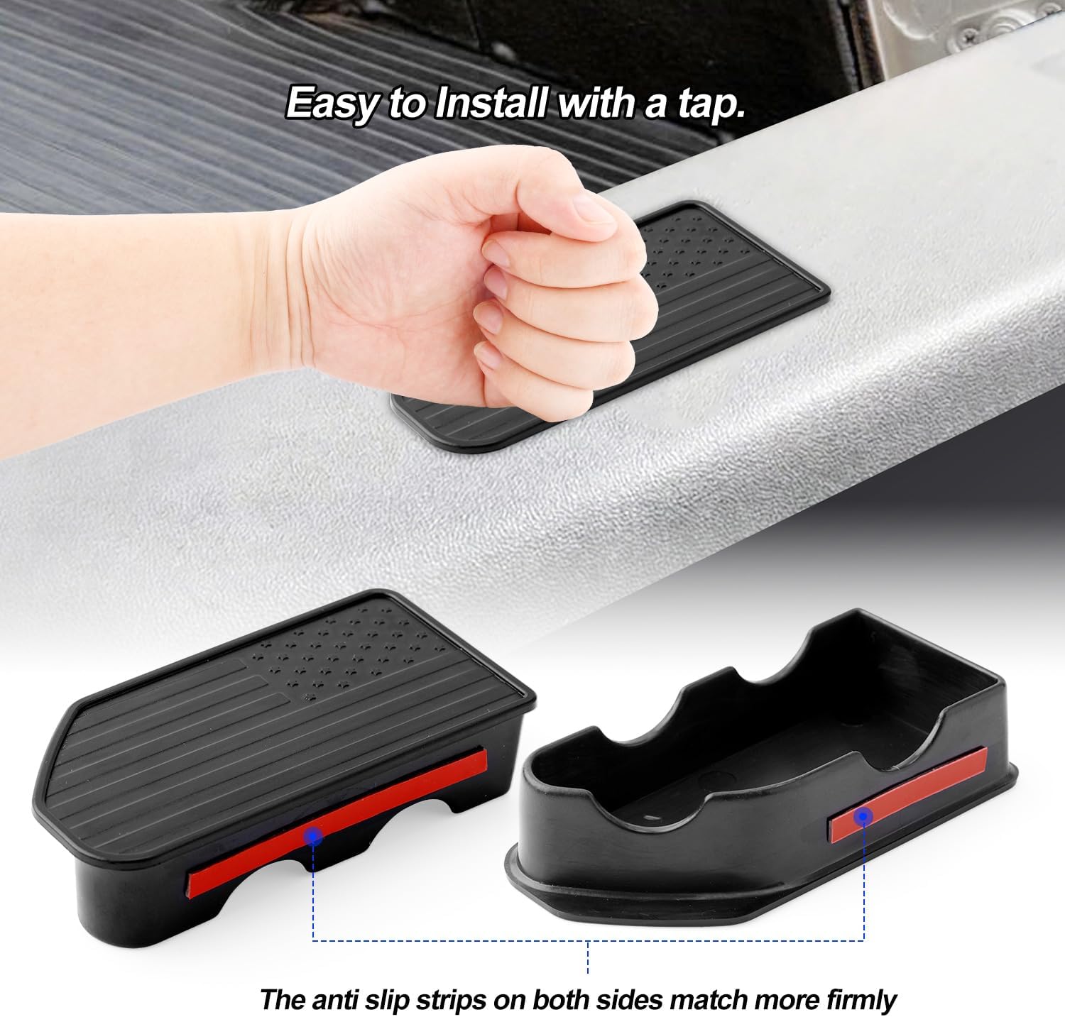 2pcs Bed Rail Stake Pocket Covers, Truck Rear Caps Bed Rail Holes Covers for GMC Chevy Silverado/GMC 1500 (2019-2024) GMC 3500HD (2020-2024)/2500/Ational Flag, Black