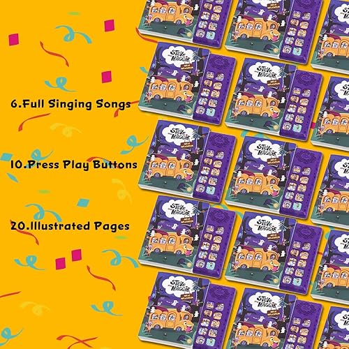 Miniatura 6 de Steve and Maggie Libro de sonido y seguro de 10 botones para cantar  Juguetes interactivos de Halloween para niños de 3 a 8 años  Libros de