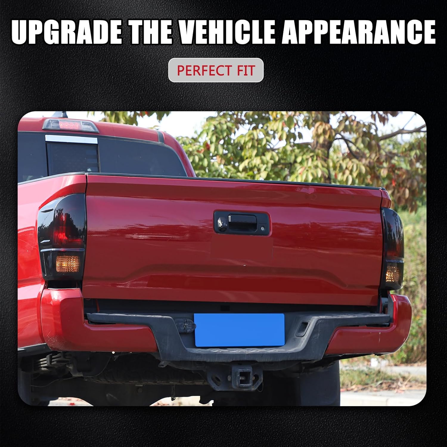 LLKUANG Rear Tail Light Cover Tail Lamp Shell Shade Guard Trim Frame Compatible with Toyota Tacoma 2016-2022,ABS Car Taillight Protective Shell Bezels Smoke Black Taillight Shell Accessories