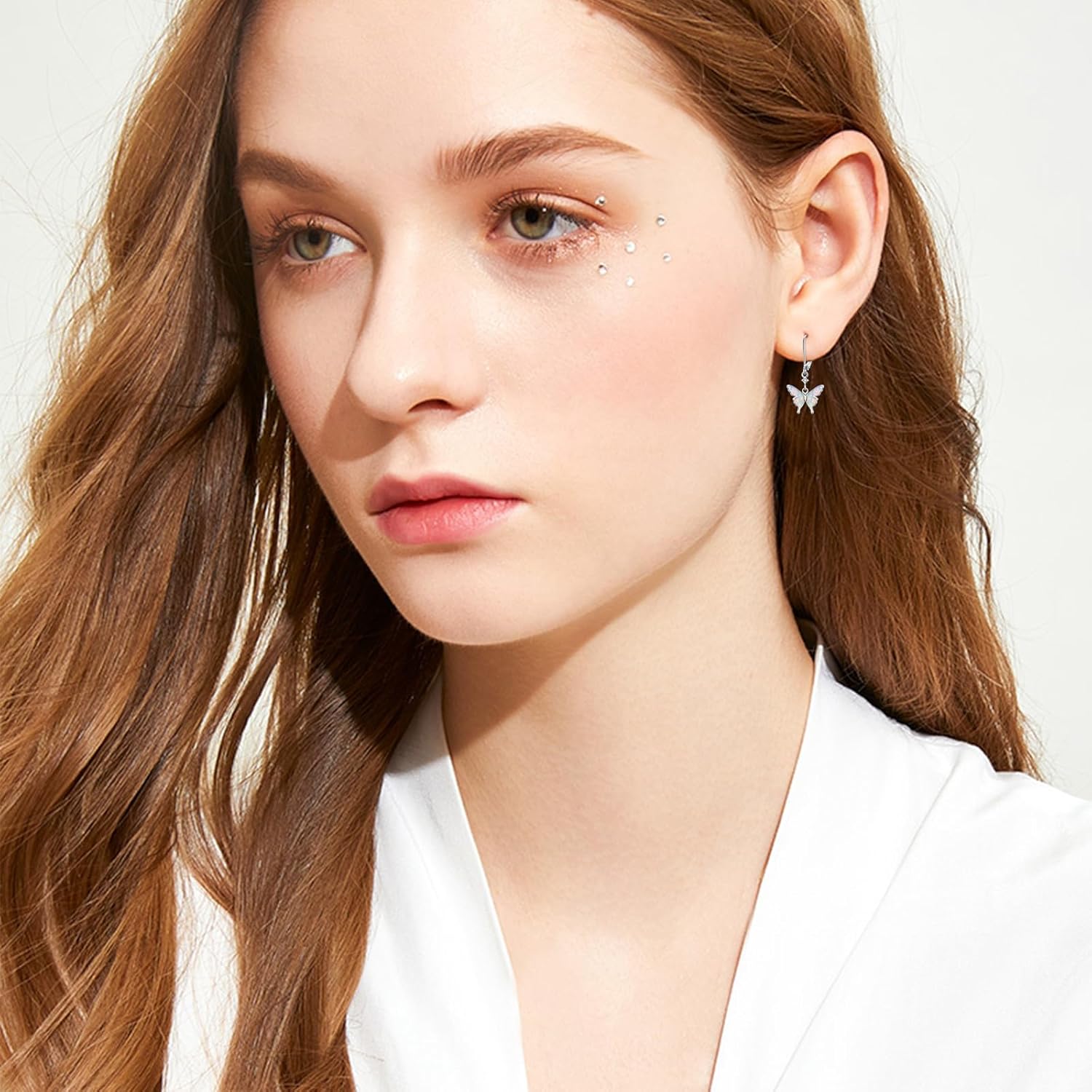 Opal Butterfly Drop Earrings - 925 Sterling Silver Dainty Wings With 5A Cubic Zirconia - Mother's Day Jewelry for Women