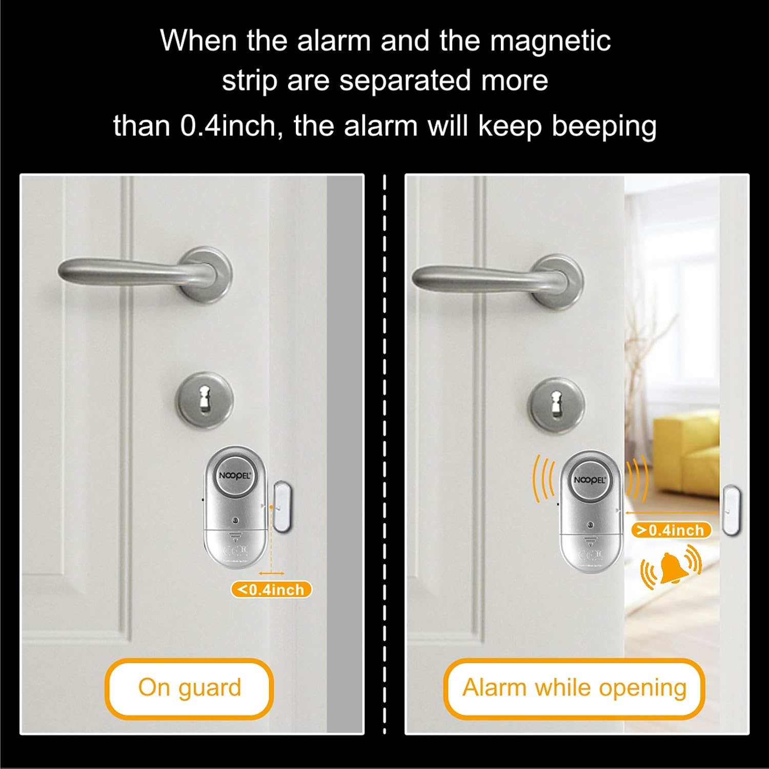 Window Door Alarm 2 Pack, New Version with Two Volume Levels,NOOPEL Magnetic Burglar Intruder Entry Alarm for Kids Toddlers Indoor Personal Safety