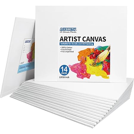 Amazon.com: FIXSMITH Painting Canvas Panels - 12x16 Inch Canvas Board ...