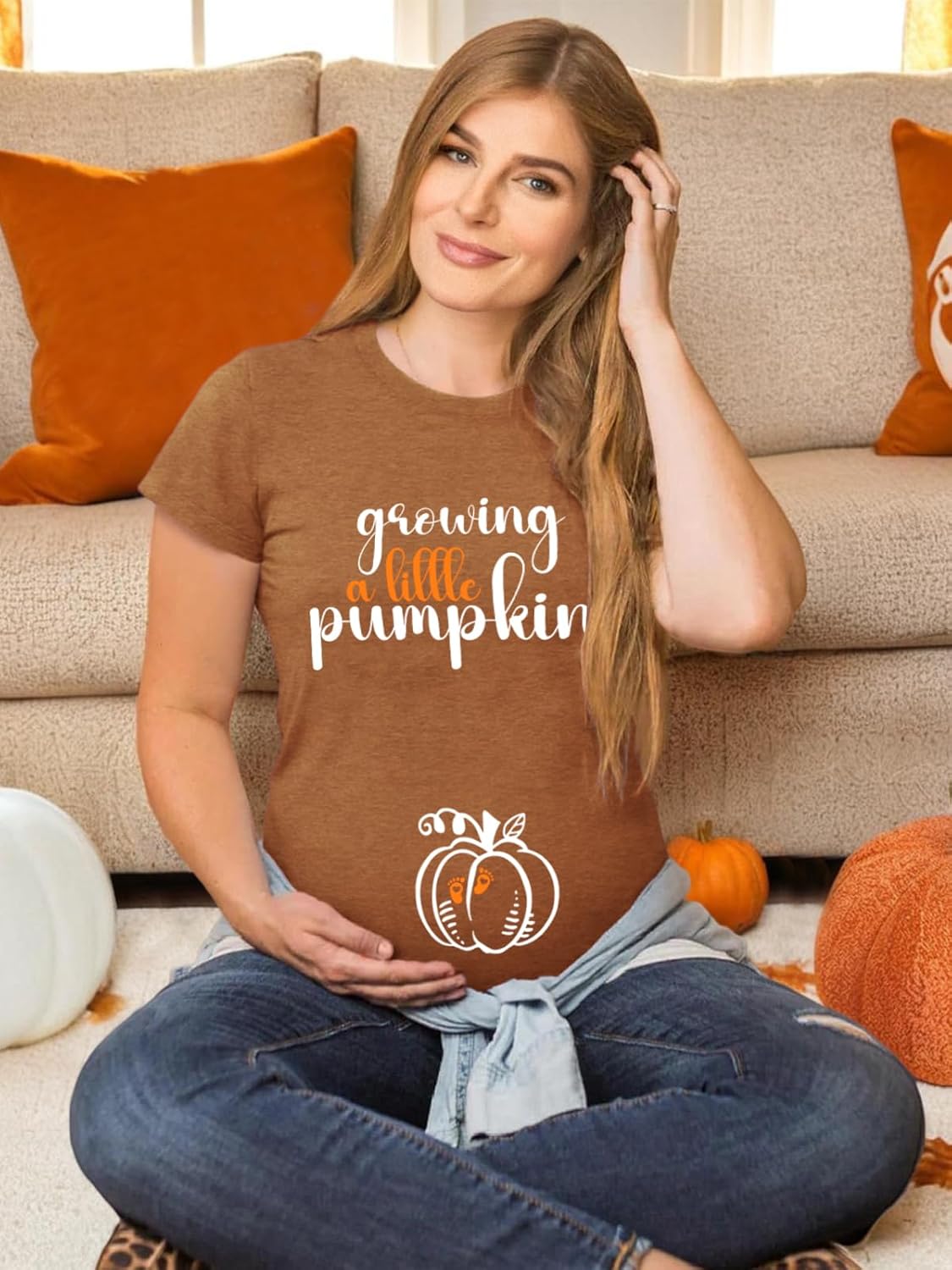 Maternity Shirts for Halloween Thanksgiving Pregnancy Clothes Funny Skeleton Pumpkin Pregnant Announcement Tshirt - Image 2