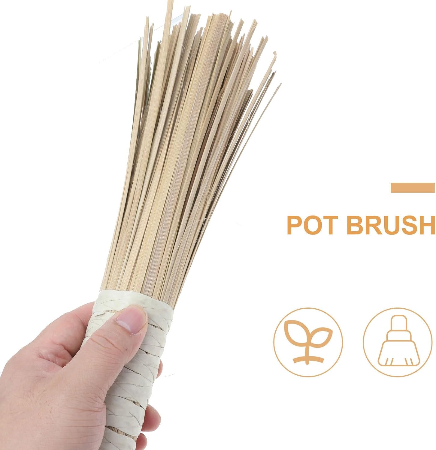 Wok Cleaning Brush 2pcs Natural Pot Brush Kitchen Cleaning Tools for Pan and Stove Scrubbing