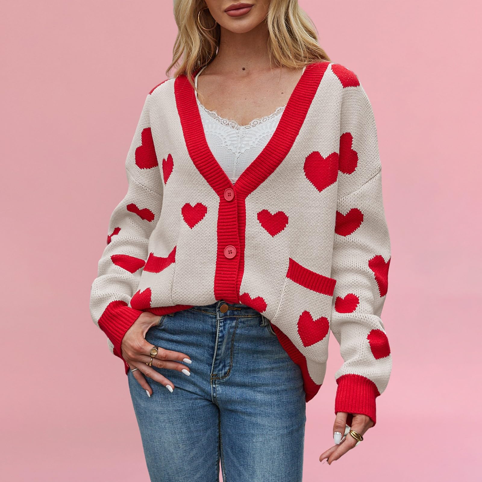 Generisch Chaqueta de punto grueso para mujer, gran tamaño, con frente abierto, cárdigan para mujer, otoño e invierno, cárdigan con botones, cuello en V, chaqueta de entretiempo, informal, cálida
