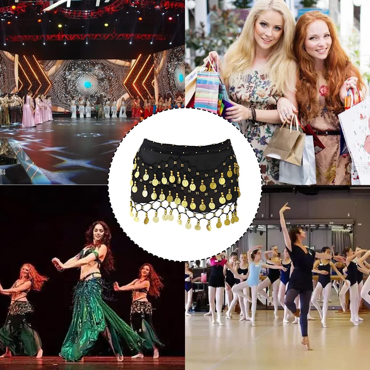 모리스) 벨리댄스 스커트 3줄 벨리댄스 힙 스카프 골드 코인 여성 벨리댄서 의상 벨리댄스 줌바 요가 수업 댄스 벨트 스커트 힙 랩 의상  골드 코인 비즈 스카프-Freehip.co.kr