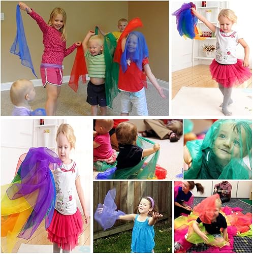 Miniatura 5 de AIVIAI Bufandas de baile bufandas de música para niños movimiento y malabares 12 piezas Azul rojo morado verde naranja amarillo M