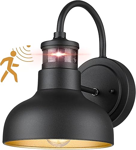 Luces exteriores con sensor de movimiento de 7 pulgadas, lámpara para exteriores del atardecer al amanecer con enchufe de base E26, luz de pared