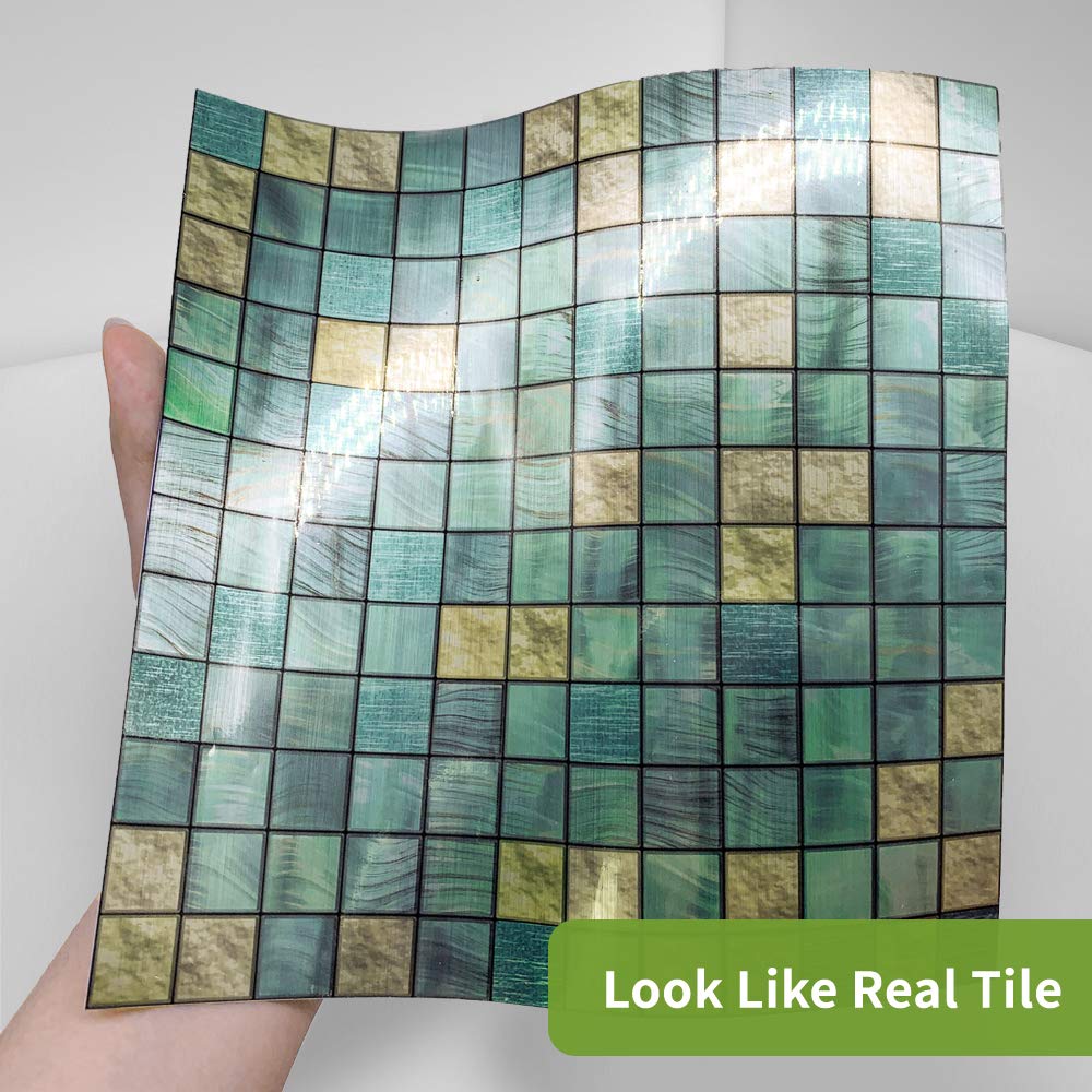 Hiser 10 Pièces Marbre Adhésive Décorative à Carreaux Pour Salle