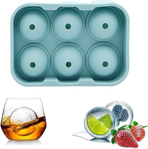 Miniatura 8 de Bandeja redonda de silicona para cubitos de hielo, moldes para cubitos de hielo de bourbon, molde para hacer bolas de hielo con tapa, cubos de hielo